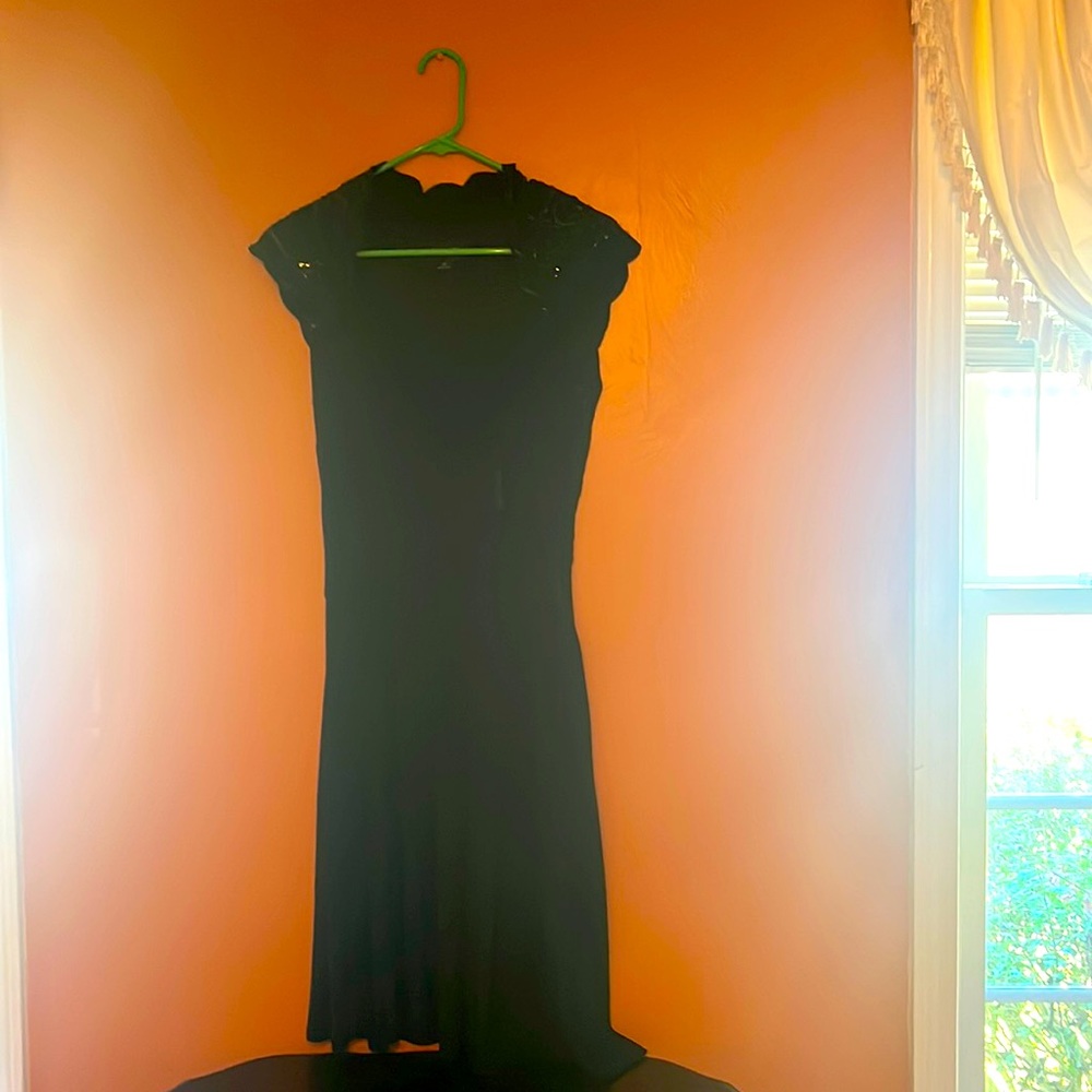 Scarlett Nite Cocktail dress, 6, black faux wrap at waist, sequence on shoulders
